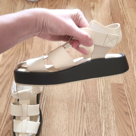 EUC Pilcro Anthropologie Fisherman Platform  Cream Sandals, Size 40 Or 9 - Picture 9 of 13